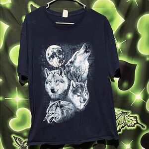 Navy Wolf Graphic T-Shirt